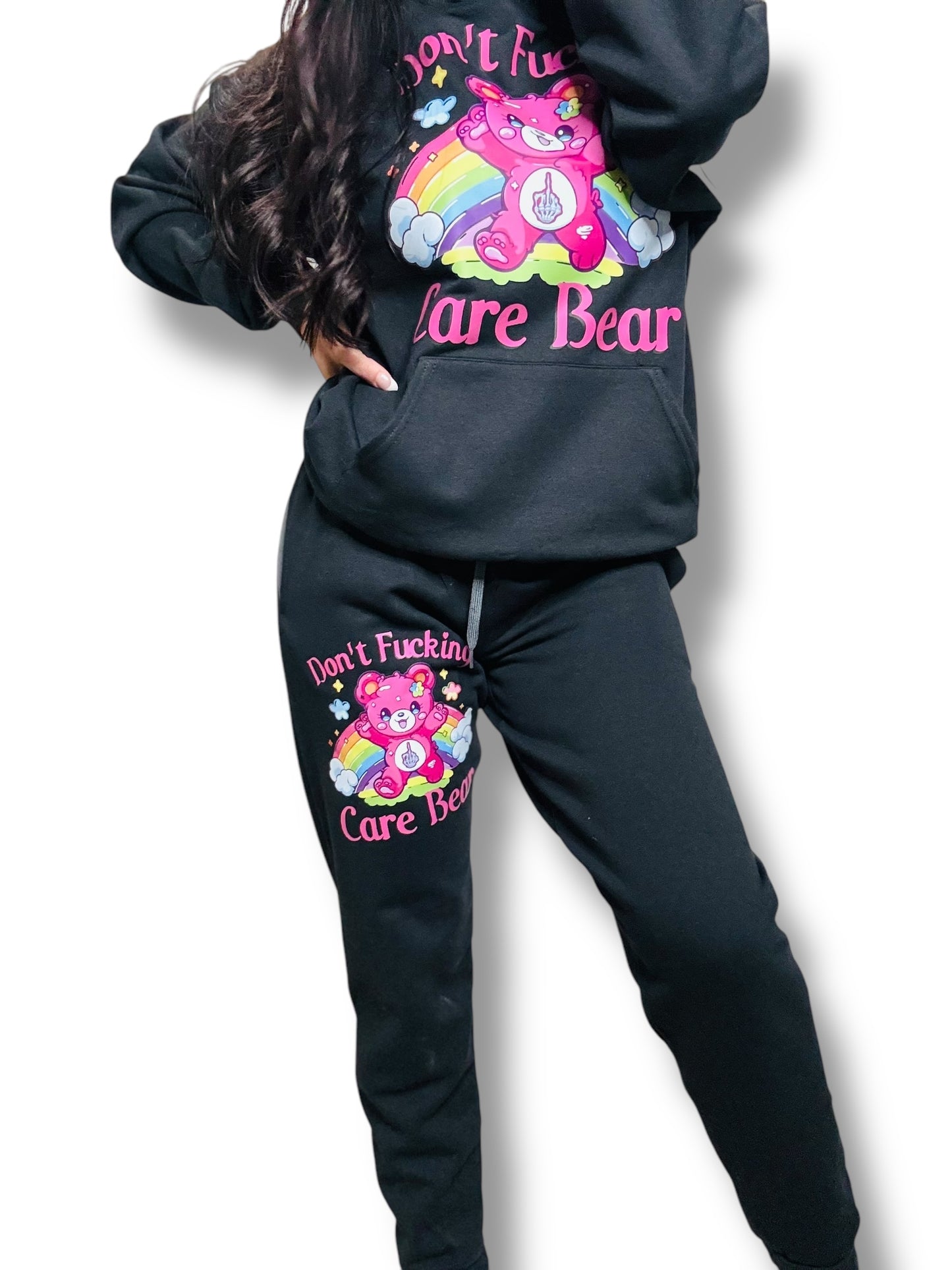 "Don't F***ing Care Bear" Graphic Joggers