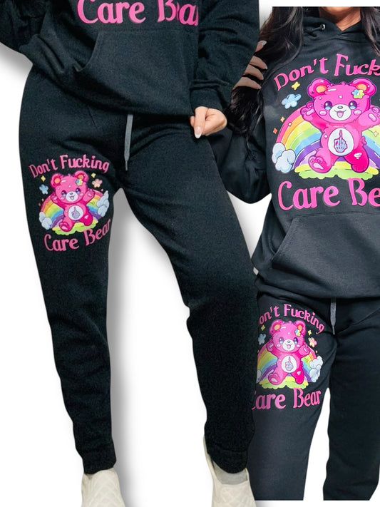 "Don't F***ing Care Bear" Graphic Joggers