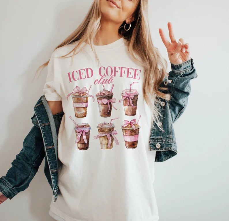 Iced Coffee Club w/Bows Graphic Short Sleeve