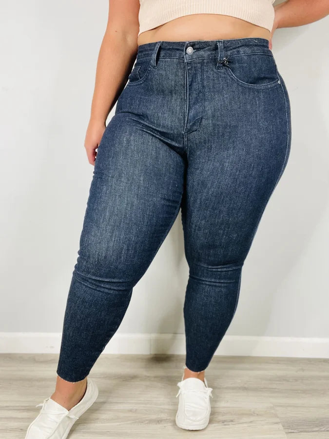 Judy Blue - "Lauren" Dark Blue High-Waisted Tummy Control Skinny Jeans