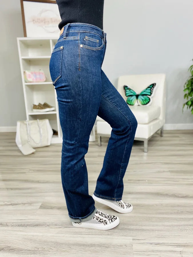 Judy Blue - Dark Blue Mid-Rise Slim Bootcut Jeans - Reg/Plus