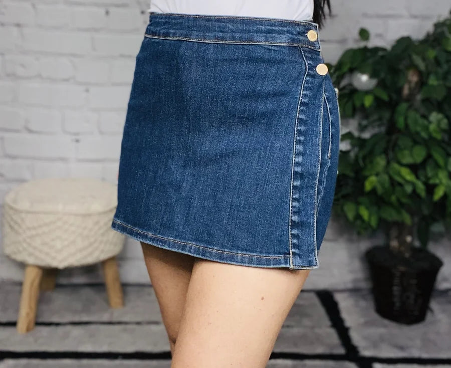 Judy Blue - "Sarah" Dark Blue High-Waisted Skort - Reg/Plus