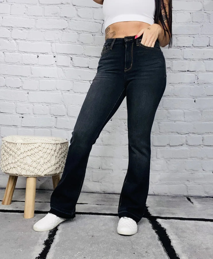 Judy Blue - "Sabrina" Black High-Waisted Slim Bootcut Jeans - Reg/Plus