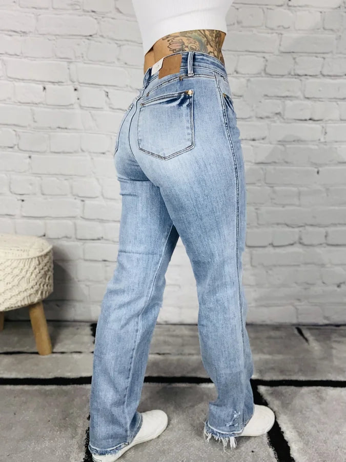 Judy Blue - "Julie" Medium Blue Mid-Rise Dad Jeans - Reg/Plus