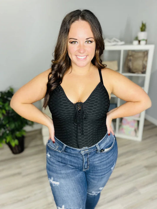 Reg/Plus Black Textured Bodysuit