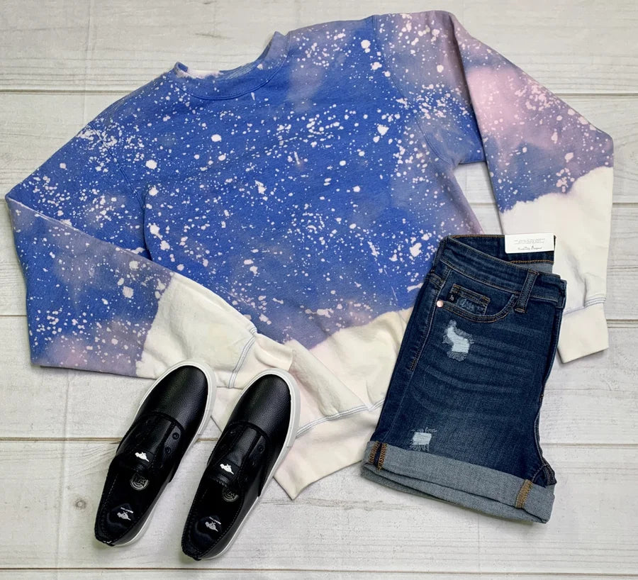 Denim Blue Bleached/Dip Dye Sweatshirt