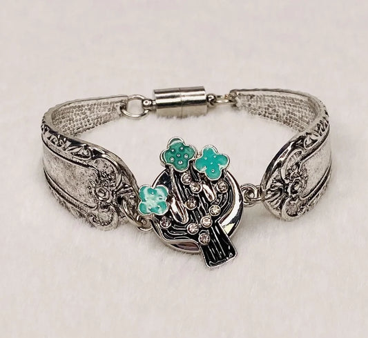 Silver Spoon Snap Bracelet w/ Cactus Snap