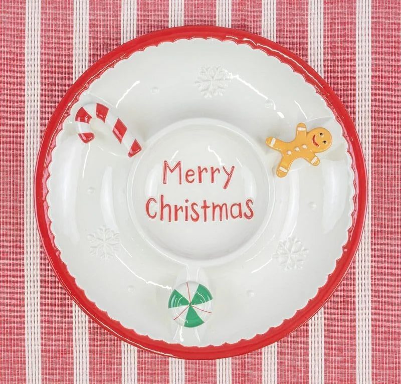 "Merry Christmas" Chip and Dip Serving Plate