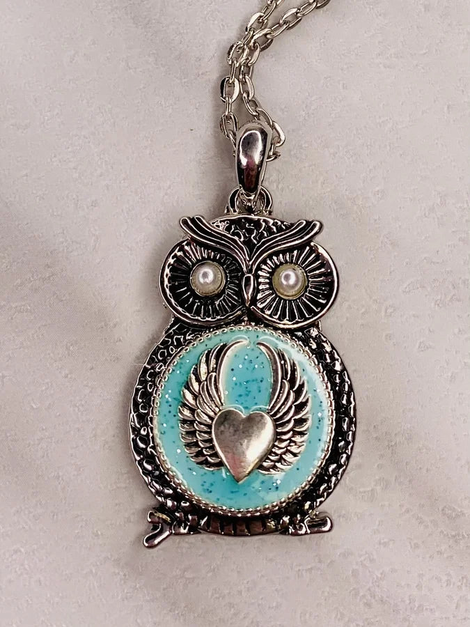 Silver Owl Snap Necklace