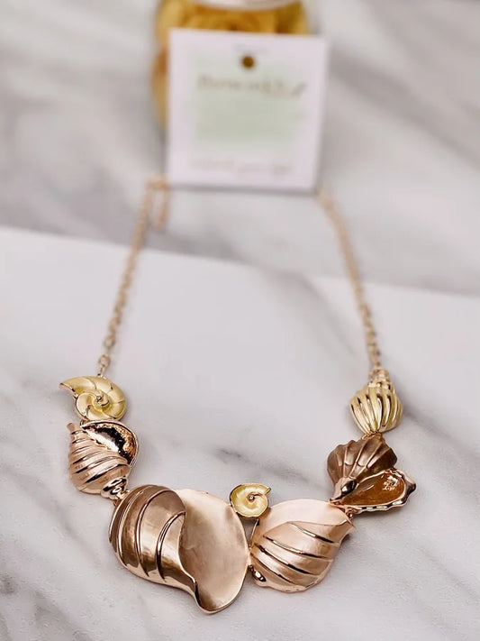 Sea Shell Rose Gold Necklace by Periwinkle