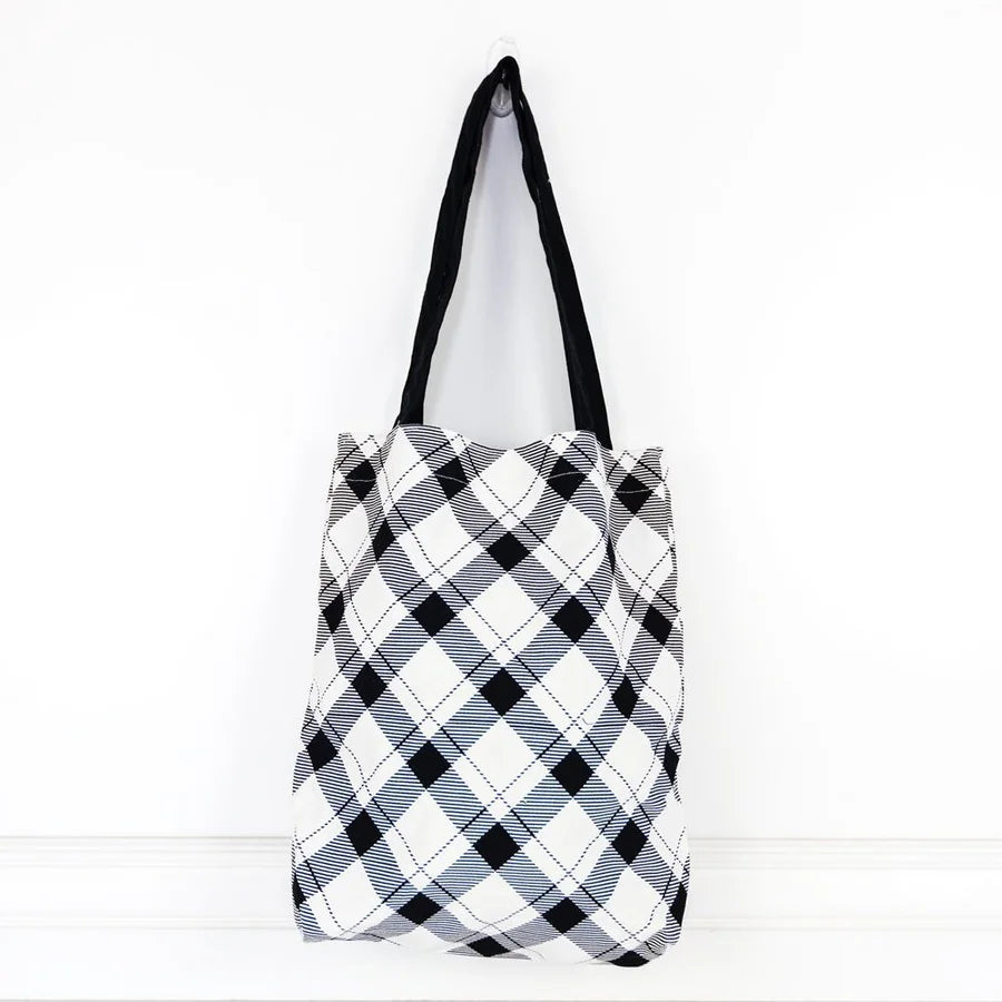 Black & White "Happy Halloween" Canvas Tote Bag