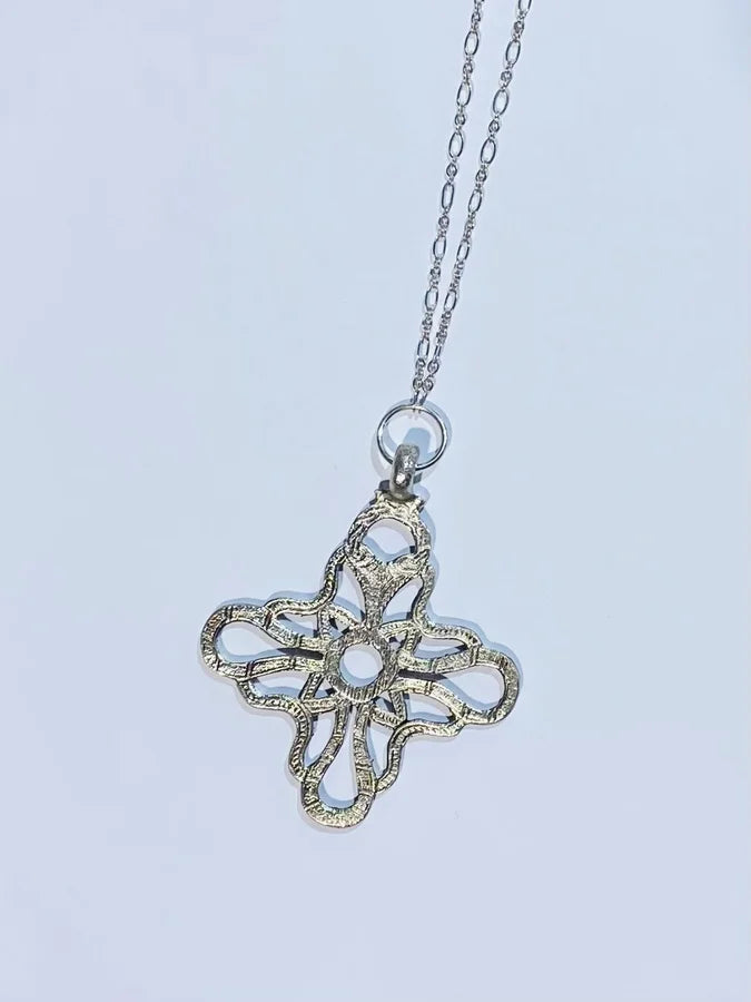 Silver Etched Medallion Necklace