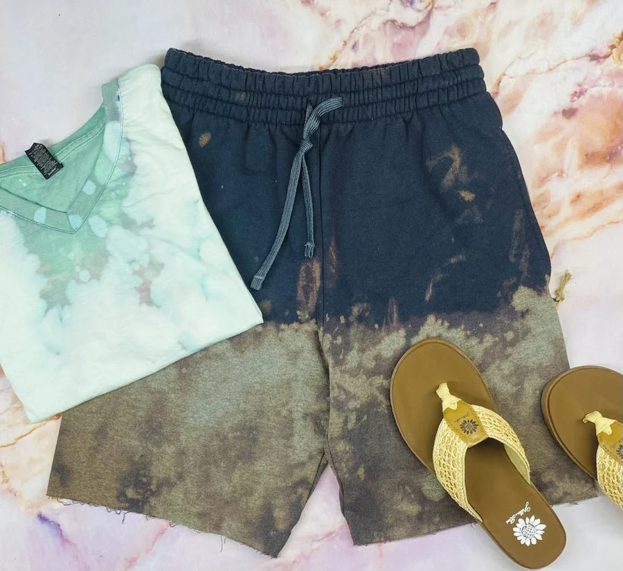 ARTifacts- Black Dipped Tie Dye Shorts