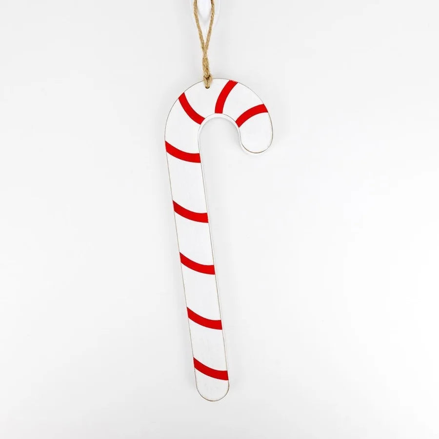 Double-Sided Wooden Candy Cane Ornament (Multiple Sizes)