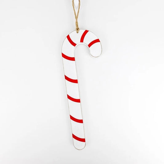 Double-Sided Wooden Candy Cane Ornament (Multiple Sizes)