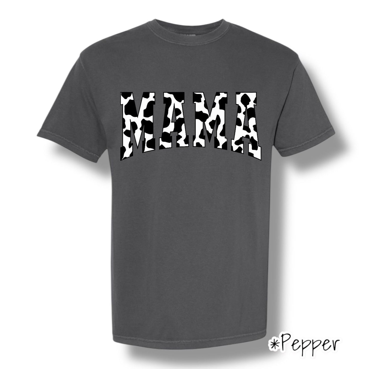"Mama Cow" Front Print Only Graphic Short Sleeve Shirt