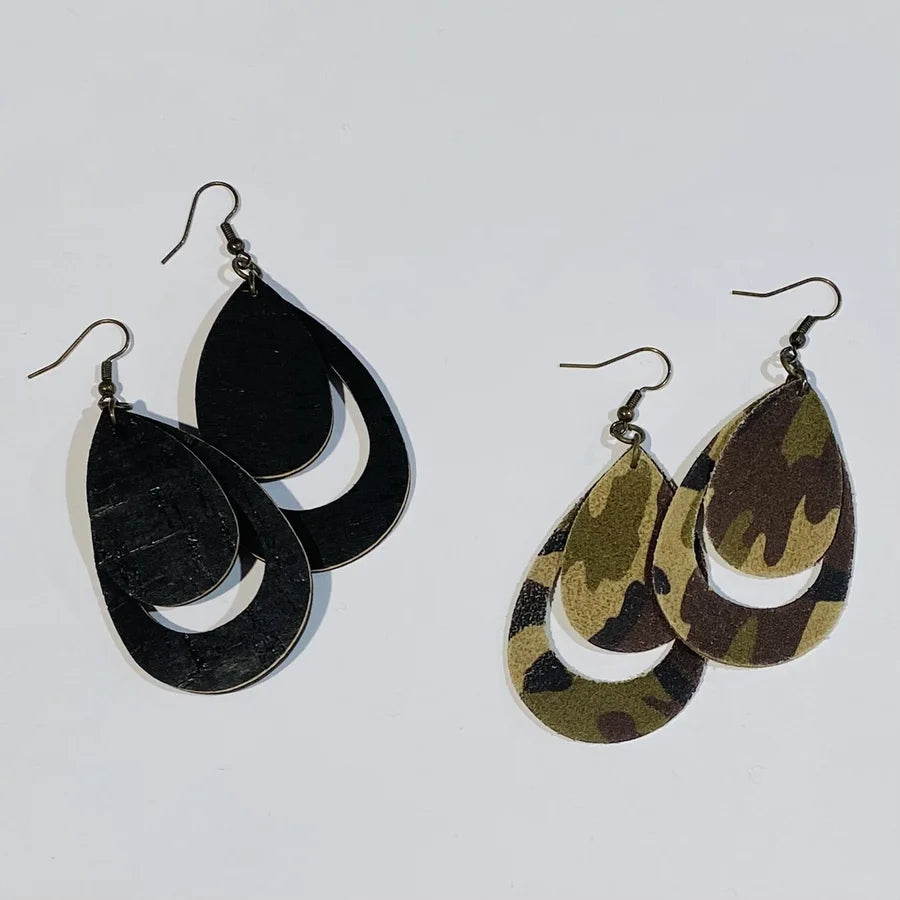 Lightweight Leather Teardrop Earrings