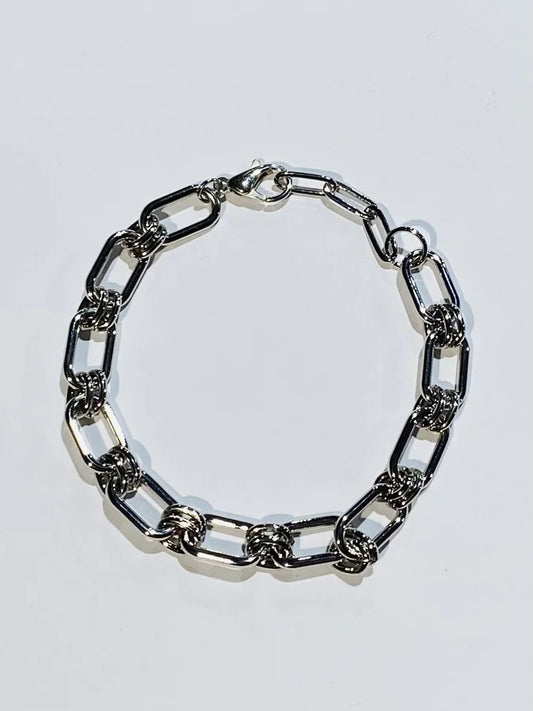 Rhodium Plated Oval Link Chain Bracelet - 7.5-8"