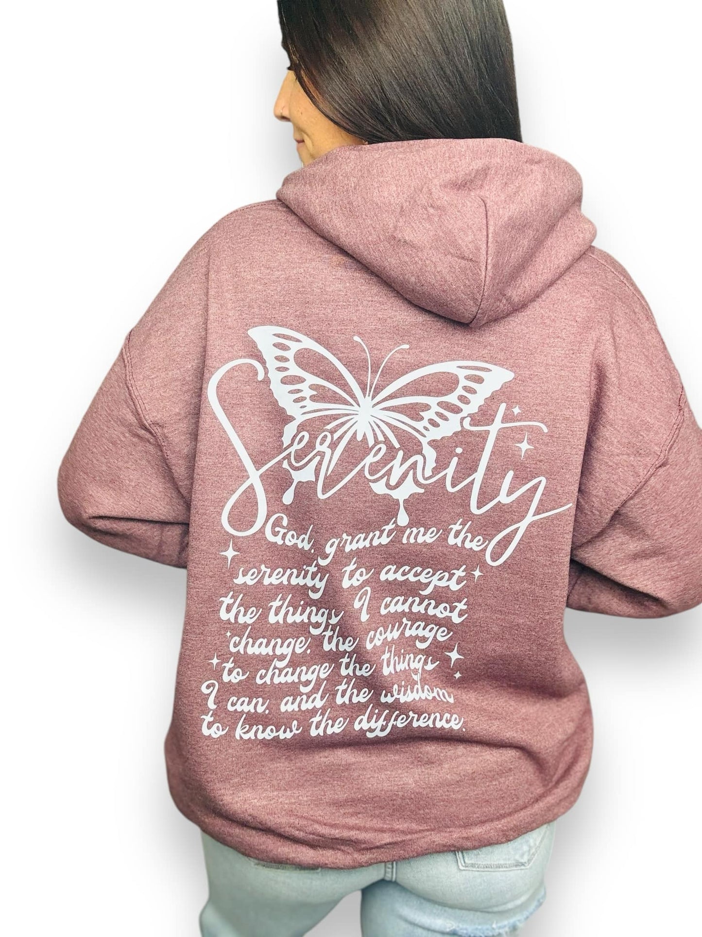 "Serenity" (White Ink) Graphic Hoodie/Crewneck Sweatshirt