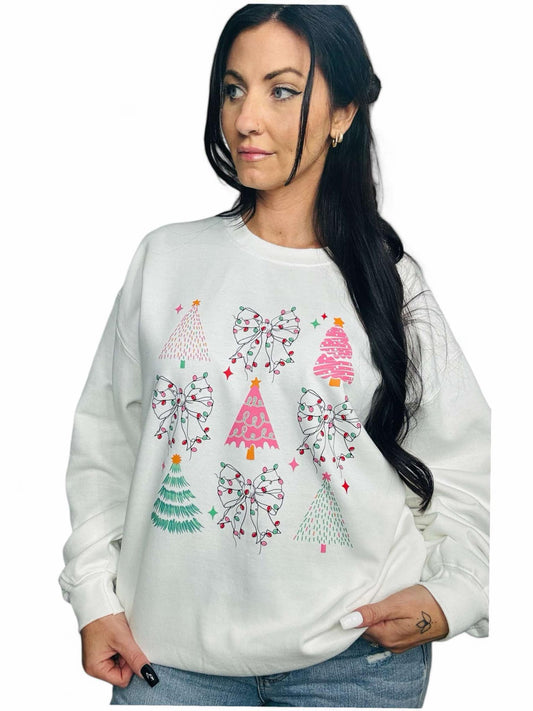 "Christmas Bows And Trees" Crewneck Sweatshirt