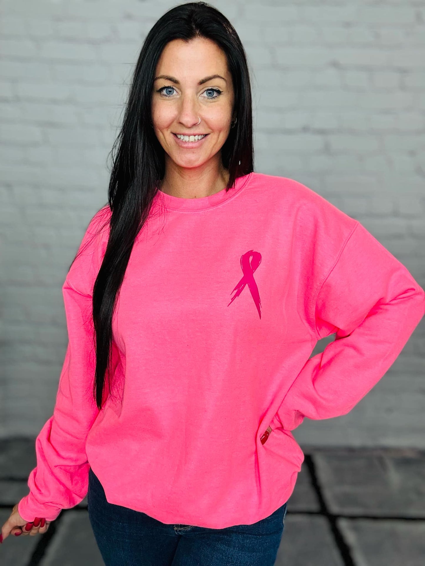 "Pink Ribbon" Graphic Short Sleeve T-Shirt/Hoodie/Crewneck Sweatshirt