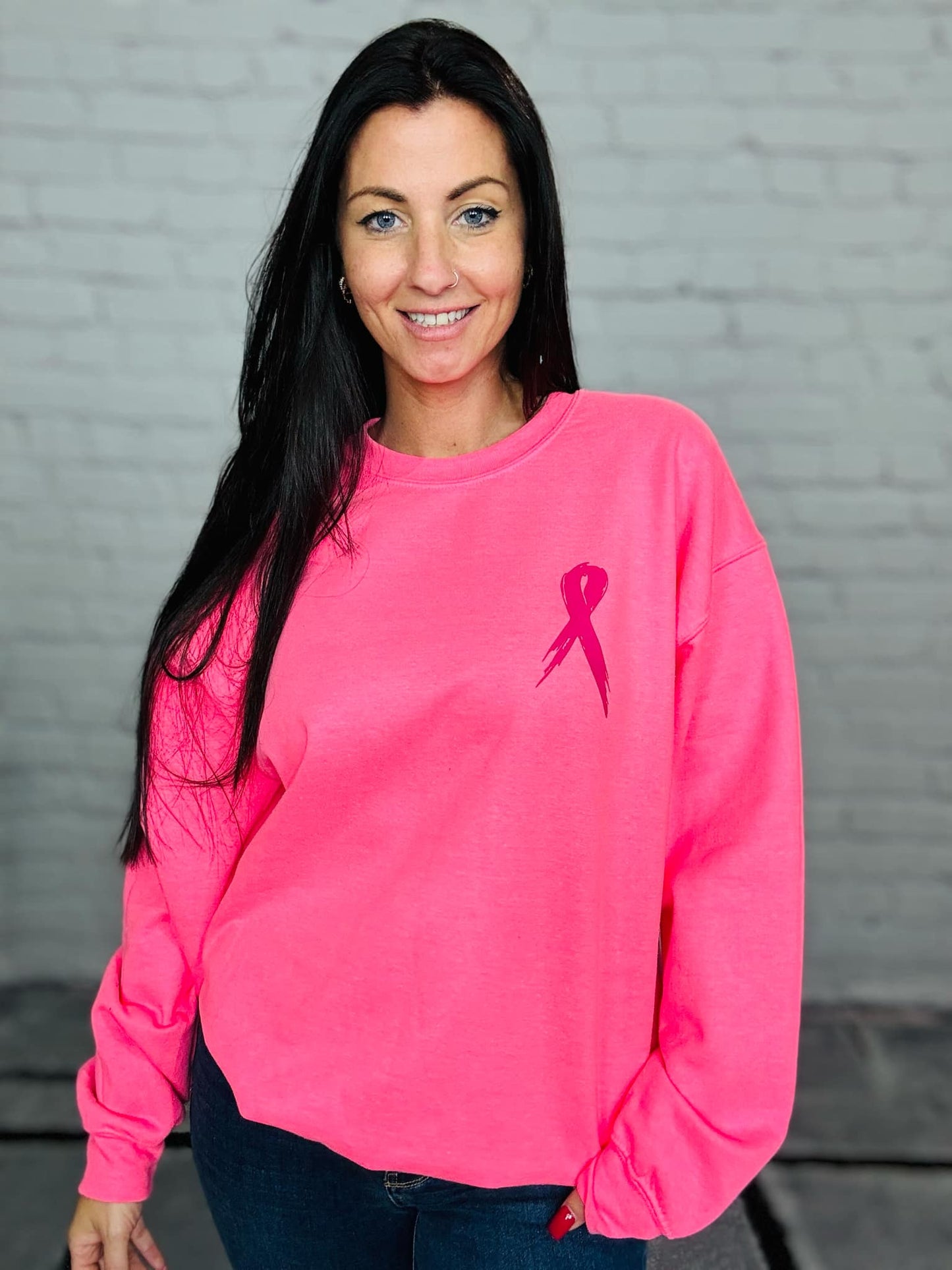 "Pink Ribbon" Graphic Short Sleeve T-Shirt/Hoodie/Crewneck Sweatshirt