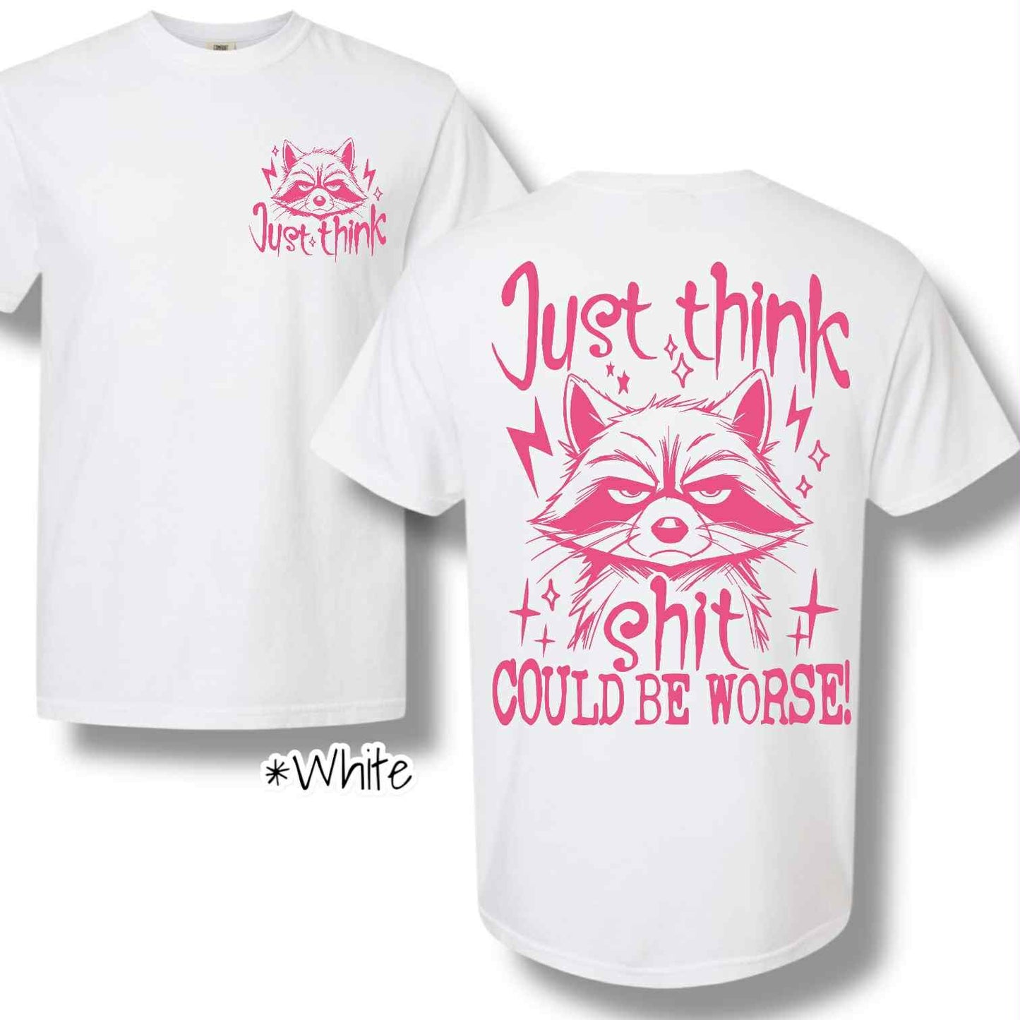 "Just Think" (Pink Ink) Pocket & Back Print Short Sleeve
