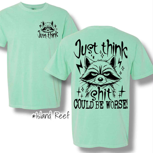 "Just Think" (Black Ink) Pocket & Back Print Short Sleeve