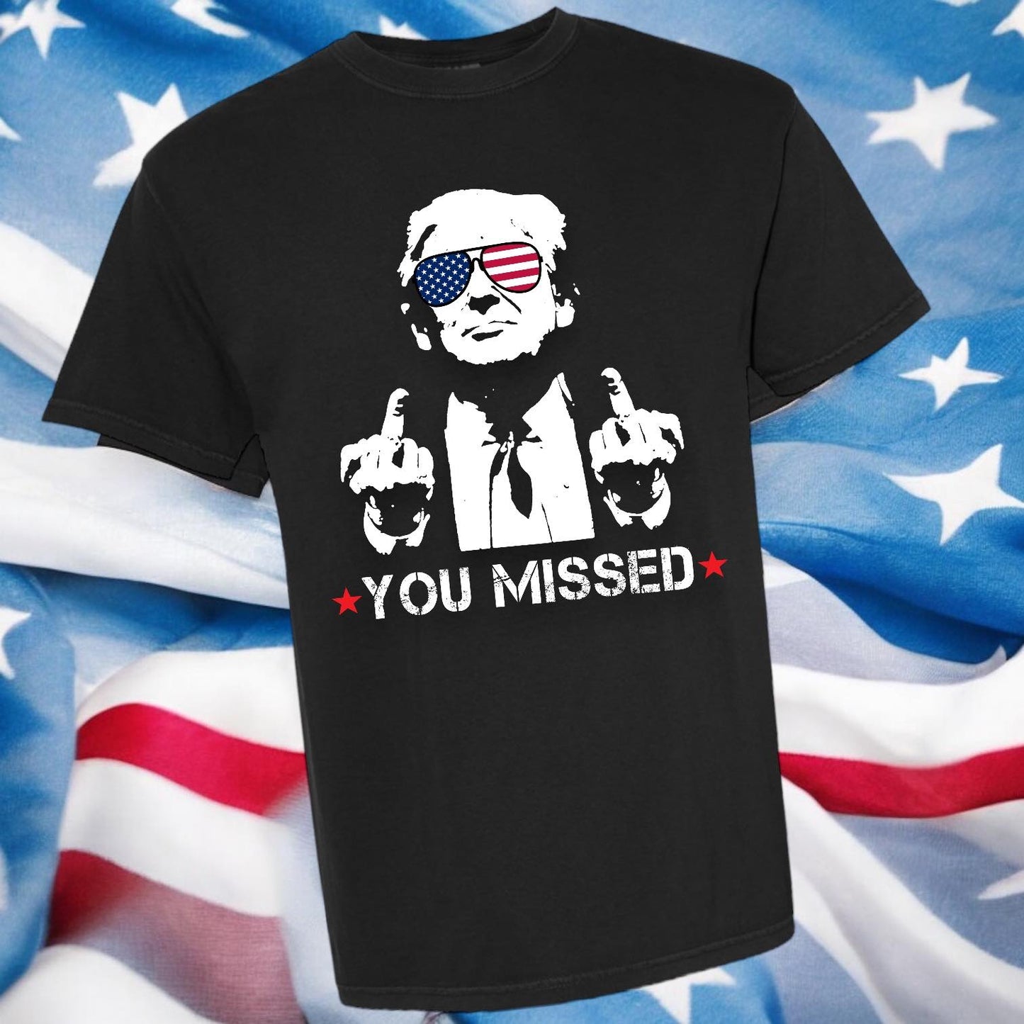 "You Missed" Front Print Short Sleeve T Shirt