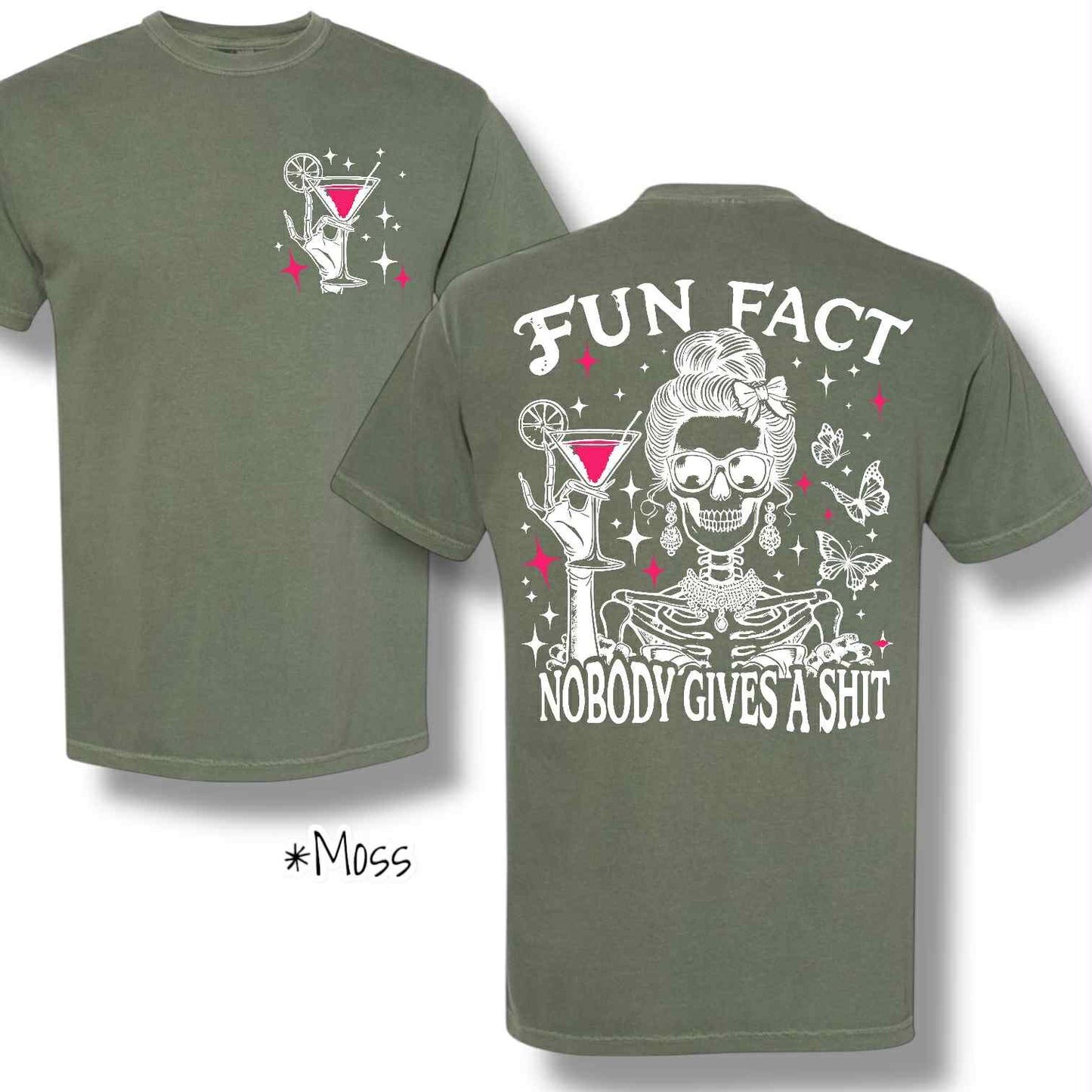 "Fun Fact" (White Ink) Pocket & Back Print Short Sleeve