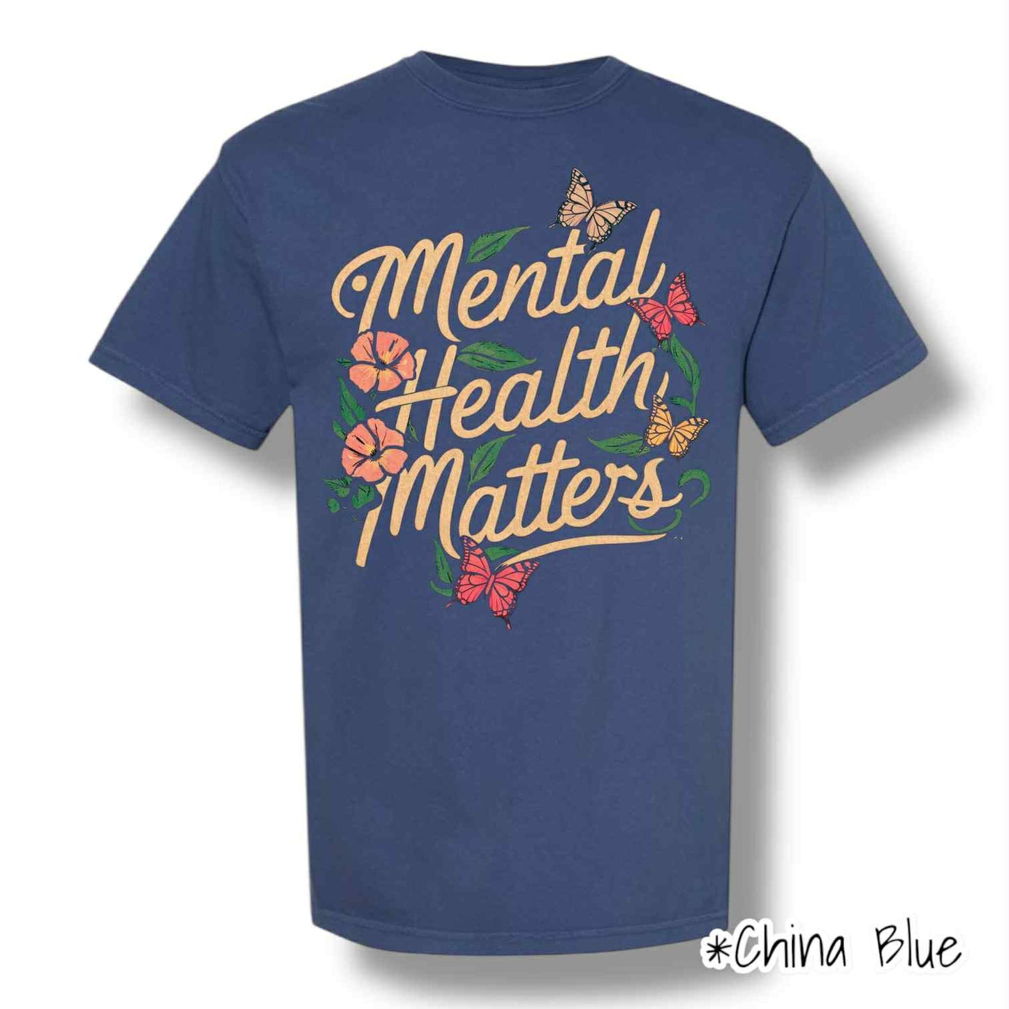 "Floral Mental Health 2.0" Front Print Only Short Sleeve