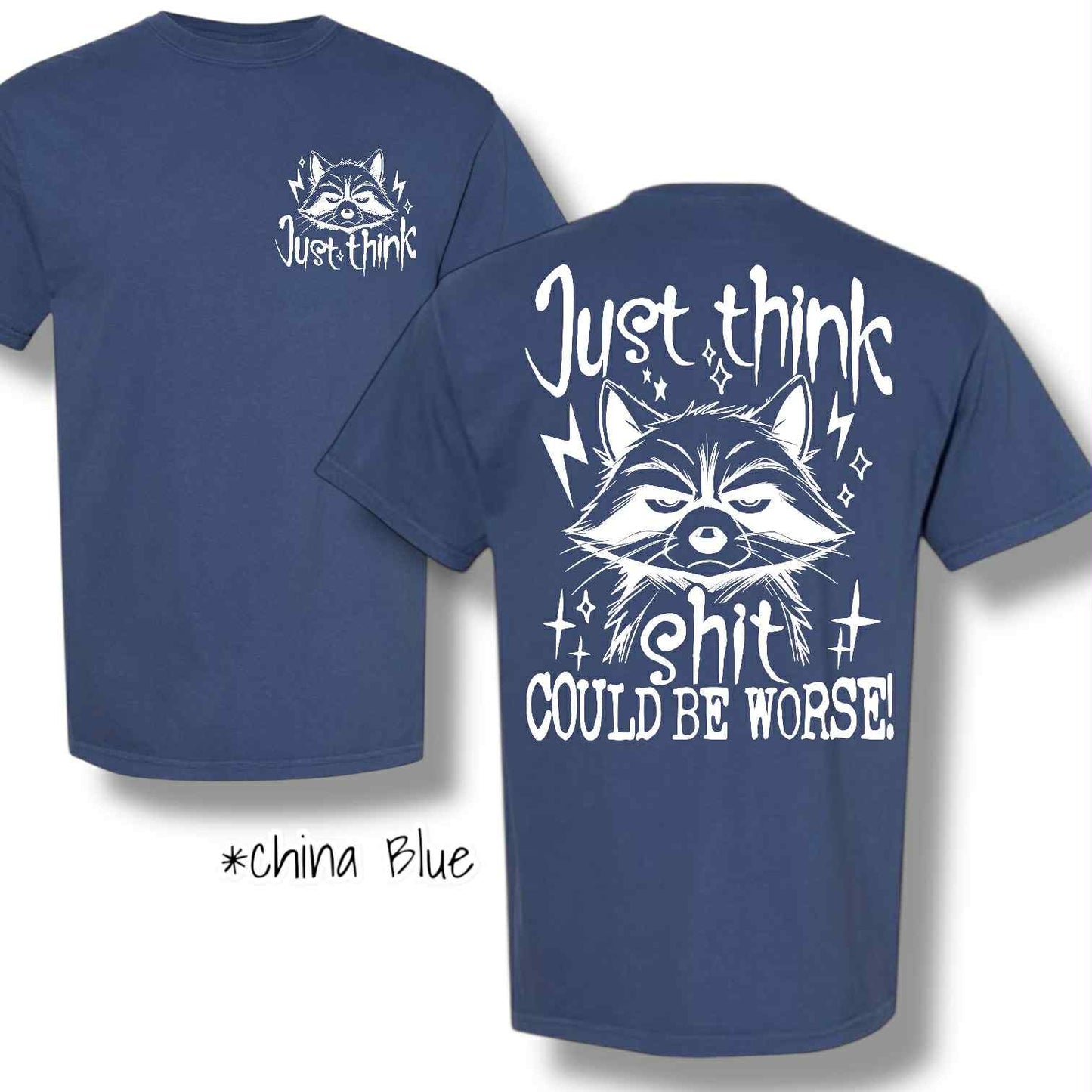 "Just Think" (White Ink) Pocket & Back Print Short Sleeve