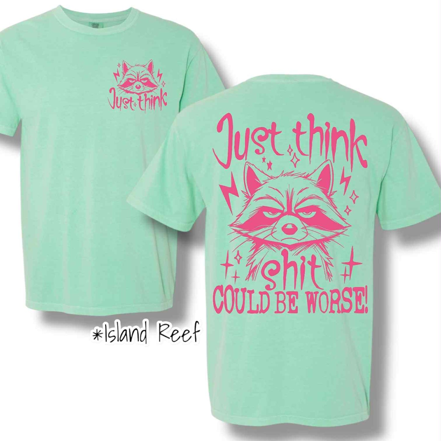 "Just Think" (Pink Ink) Pocket & Back Print Short Sleeve