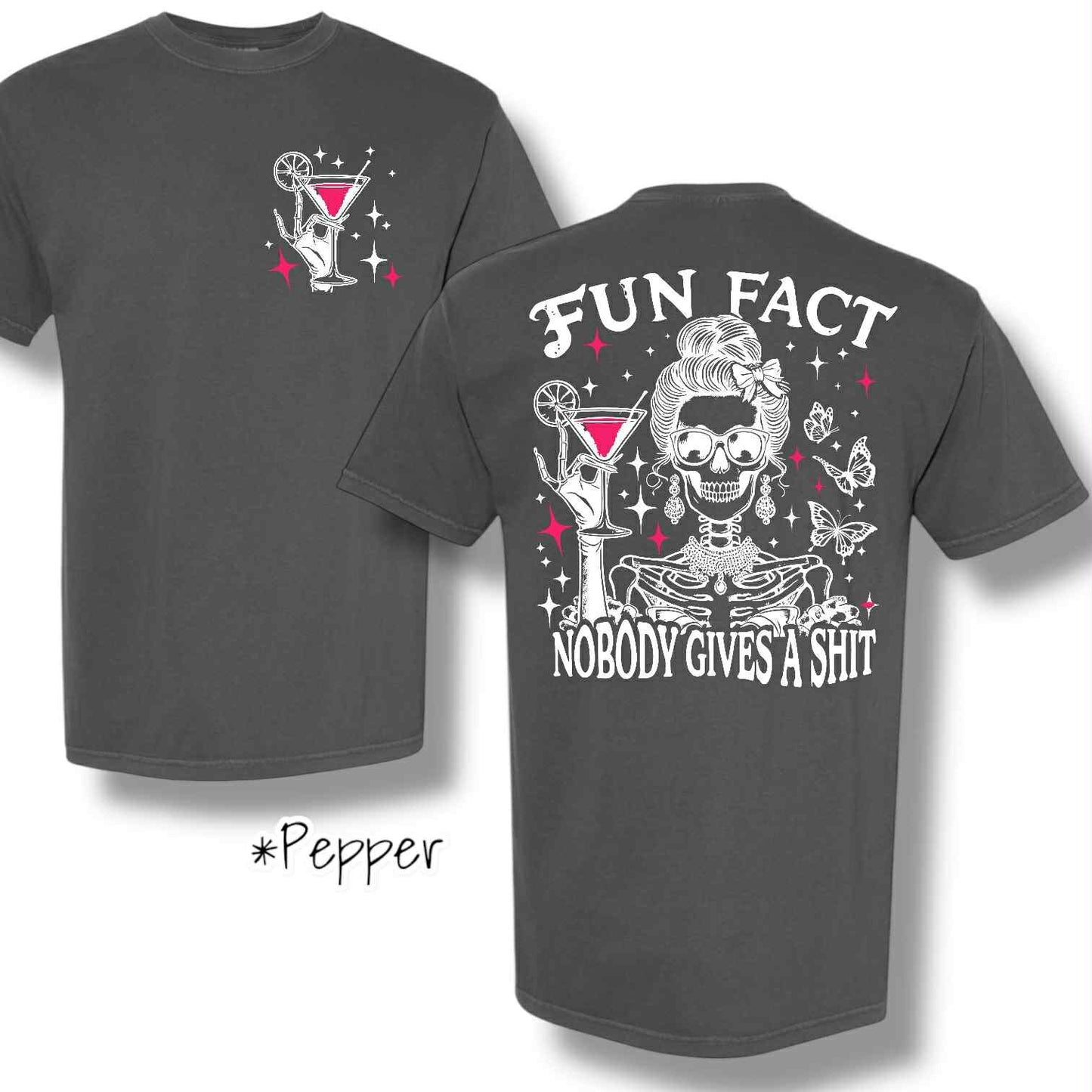 "Fun Fact" (White Ink) Pocket & Back Print Short Sleeve