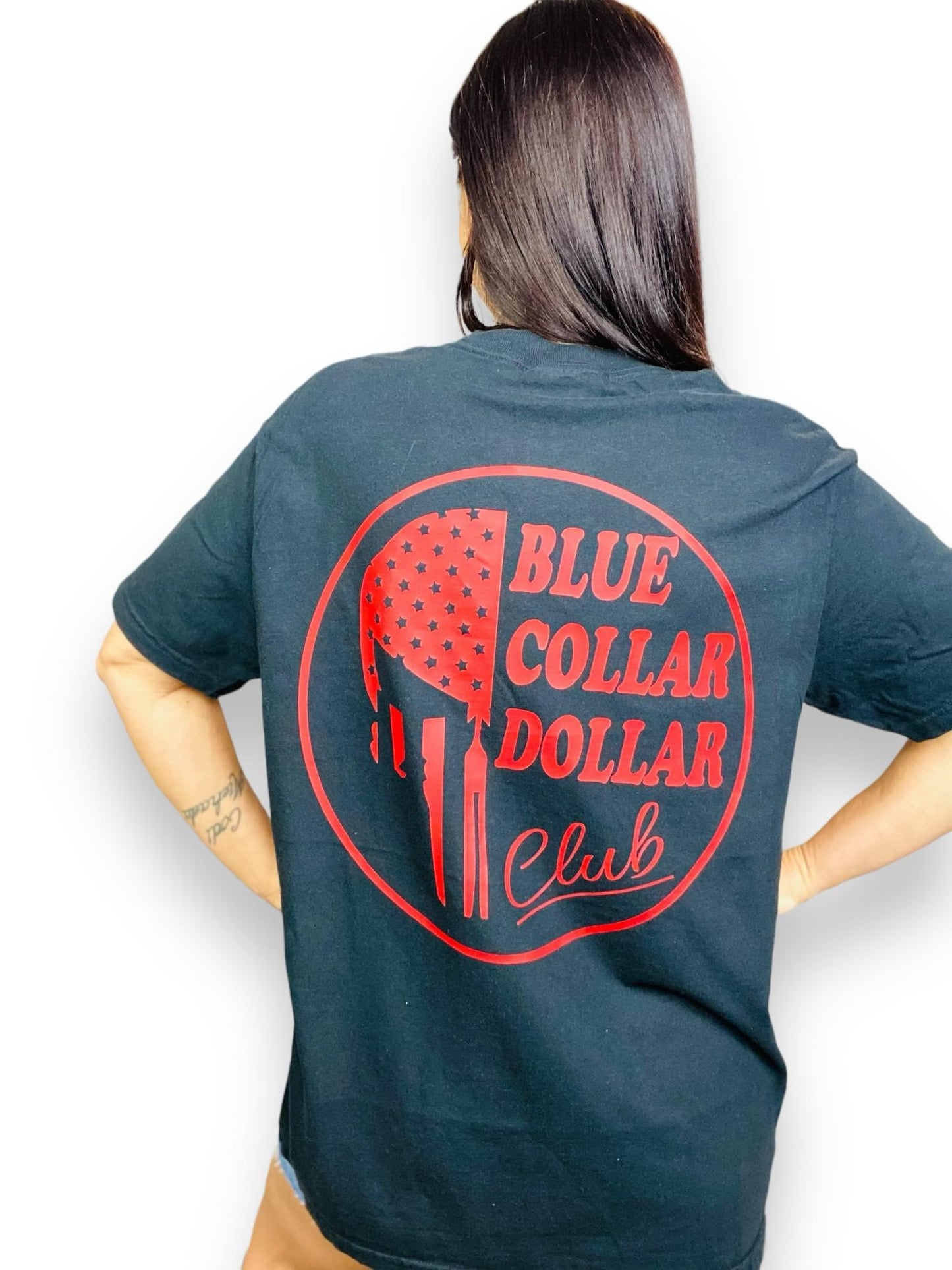 "Blue Collar Dollar Club" (Red Ink) Short Sleeve T Shirt