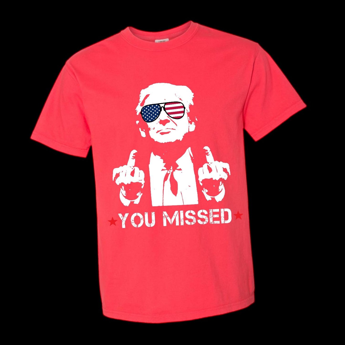 "You Missed" Front Print Short Sleeve T Shirt