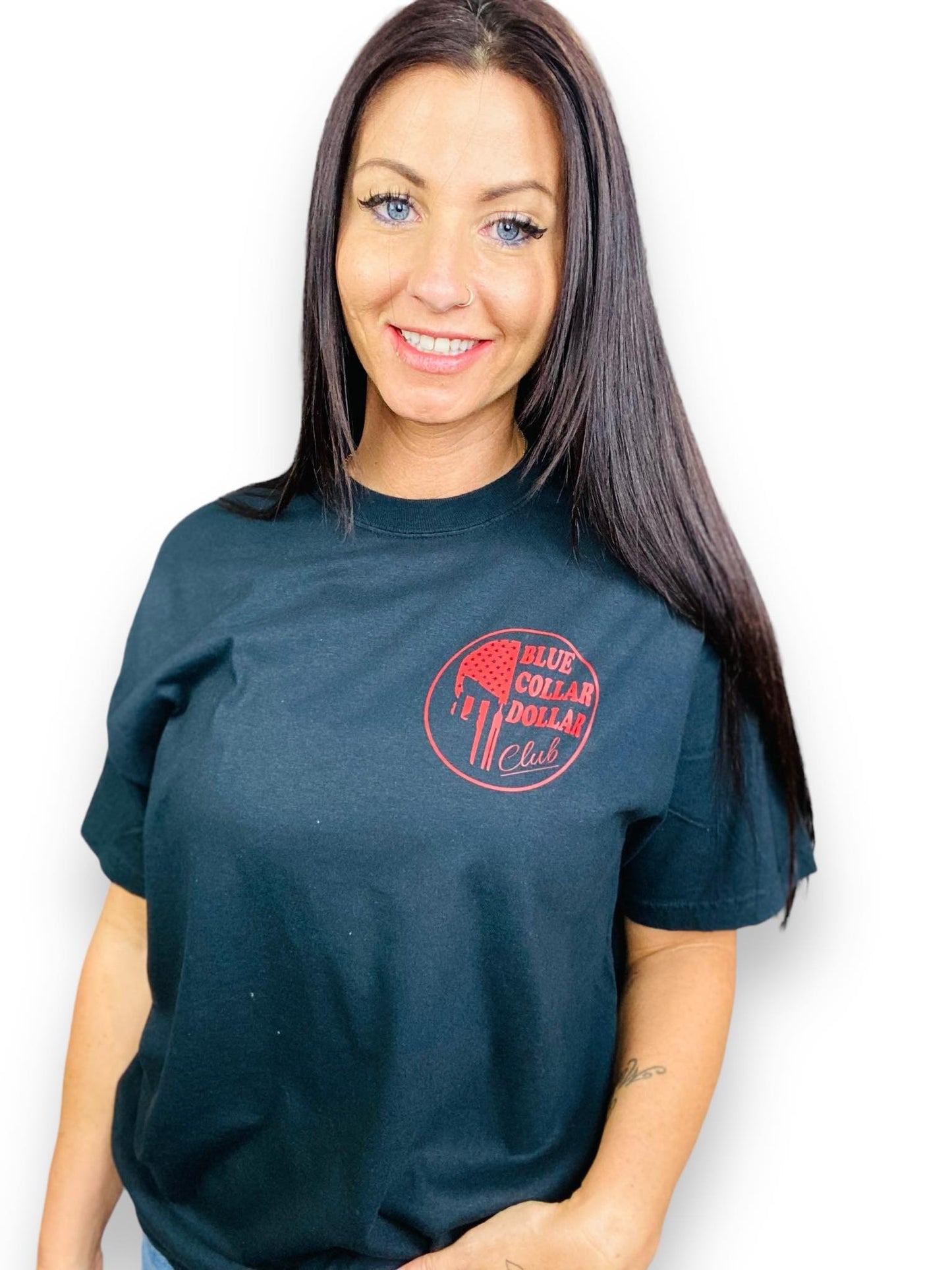 "Blue Collar Dollar Club" (Red Ink) Short Sleeve T Shirt