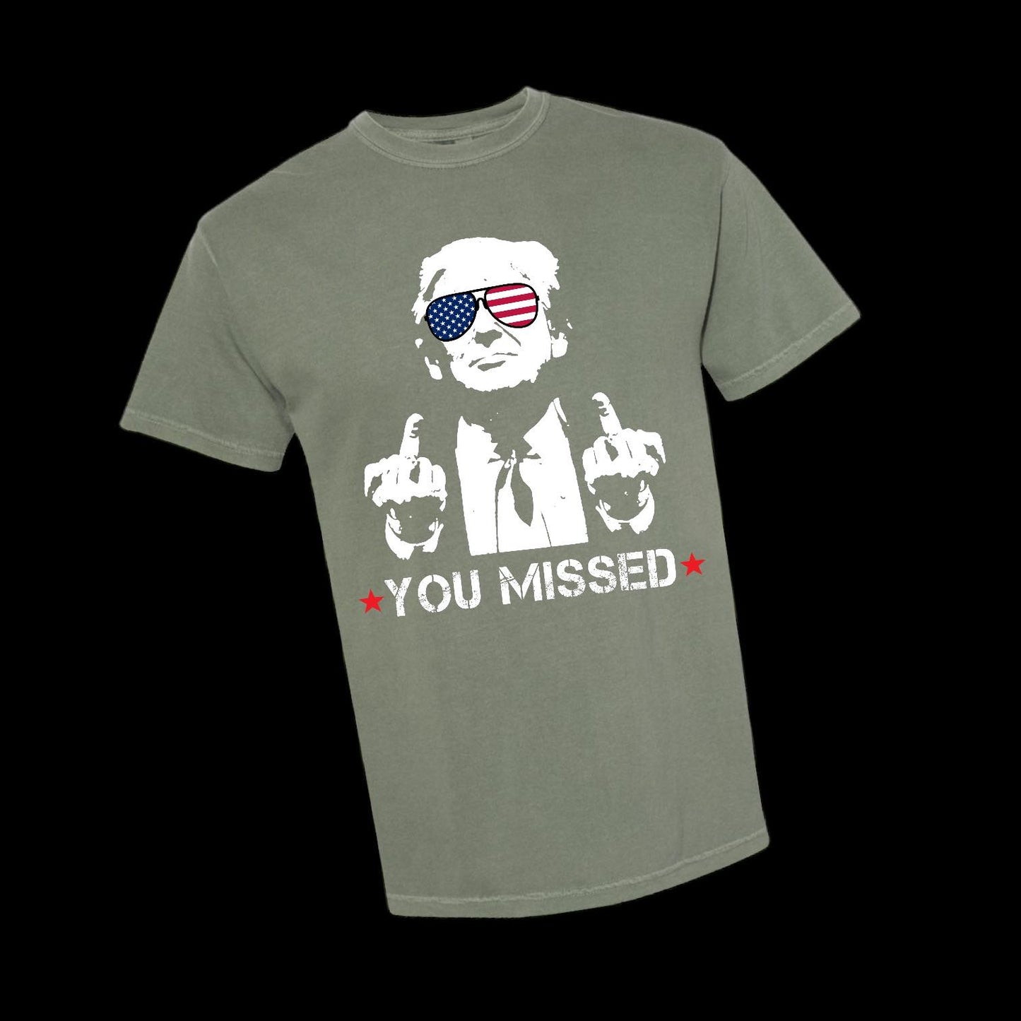 "You Missed" Front Print Short Sleeve T Shirt