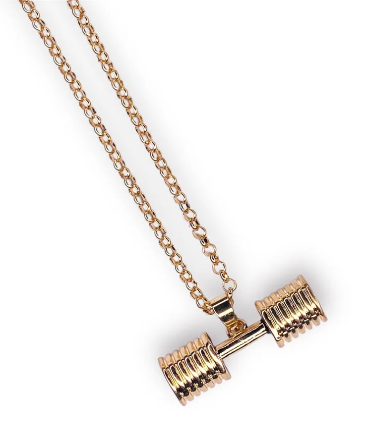 Gold Dumbbell Weighted Necklace