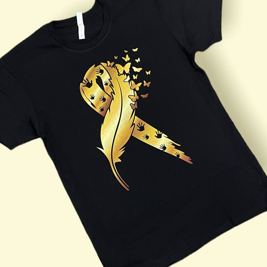 "Gold Ribbon Warrior" Childhood Cancer Awareness Short Sleeve/Crewneck Sweatshirt