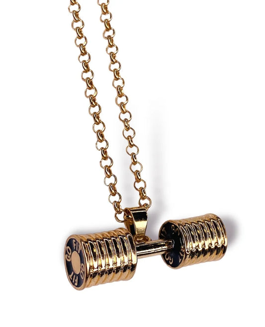 Gold Dumbbell Weighted Necklace