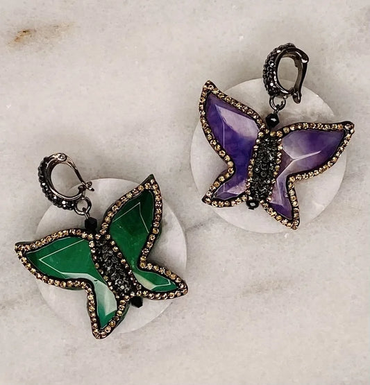 Stone & Crystal Butterfly Pendants (Large)