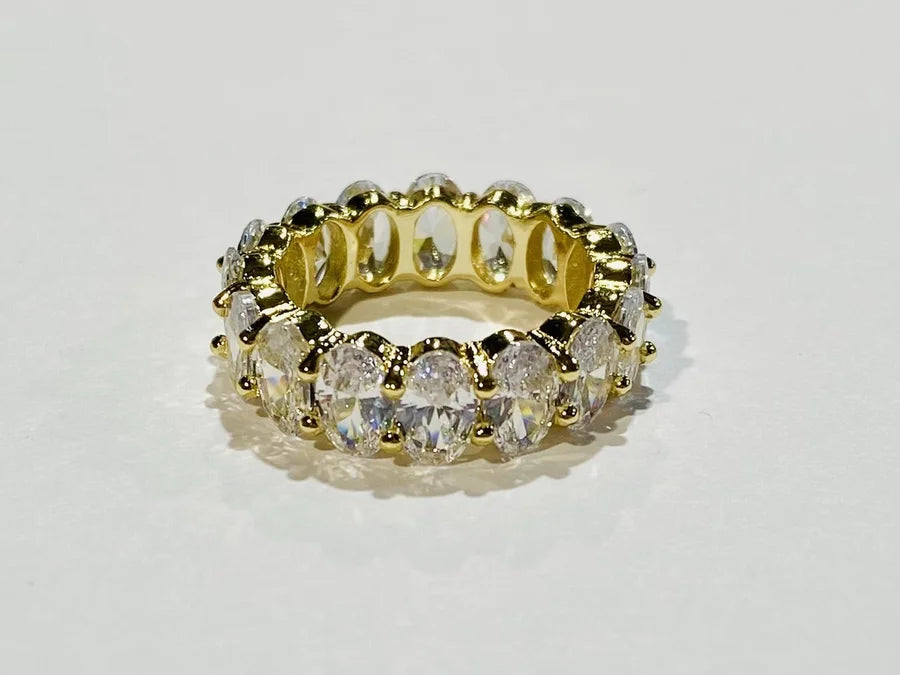 Gold Plated Oval Cubic Zirconia Eternity Band