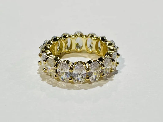 Gold Plated Oval Cubic Zirconia Eternity Band