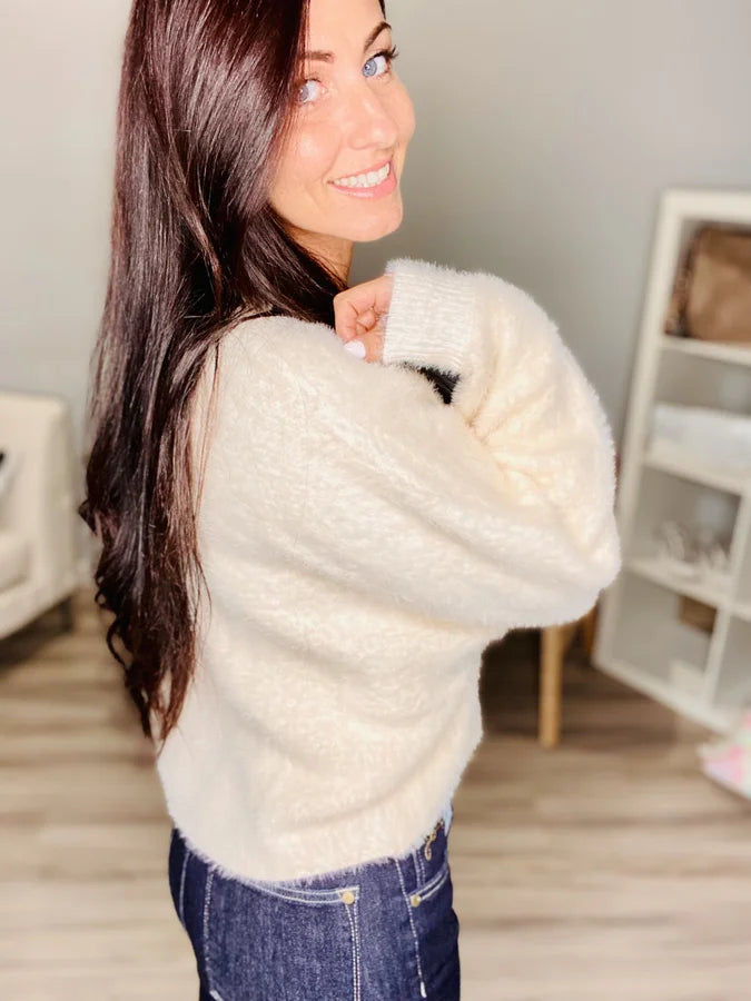 Reg. Ivory Dolman Sleeve Button Down Cardigan Sweater