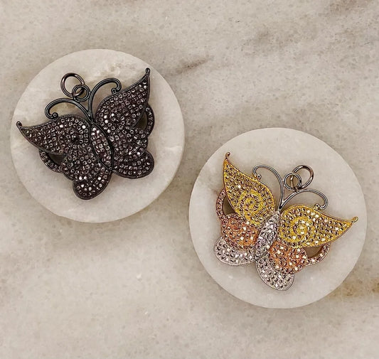 Pave Crystal Intricate Butterfly Pendants (Medium)