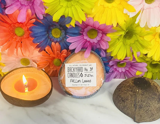 Fallen Leaves Scented Candle in a Real Coconut Shell