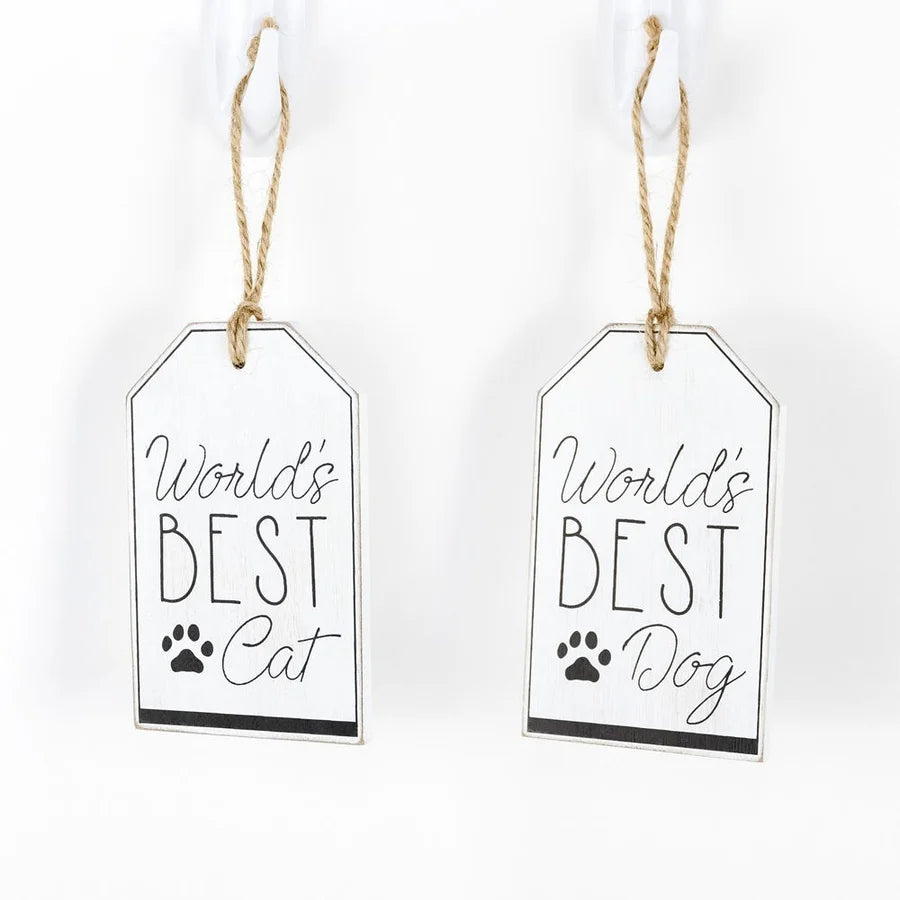 "Worlds Best Cat/Dog" Wooden Tag - Reversible