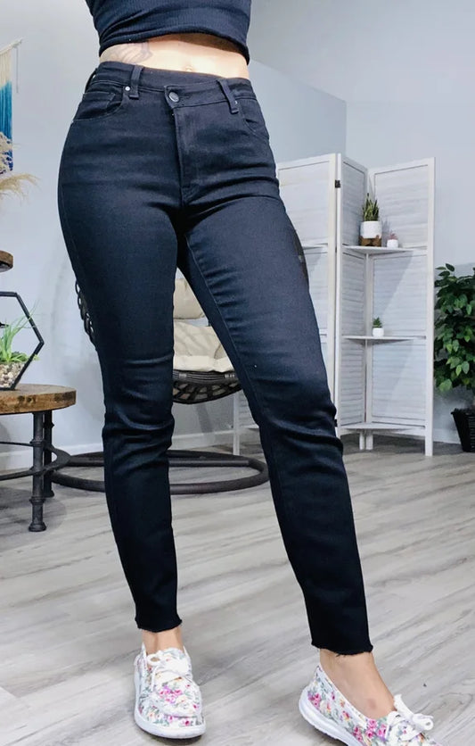 "Bonnie" High-Rise Crossover Skinny Jeans - Reg/Plus