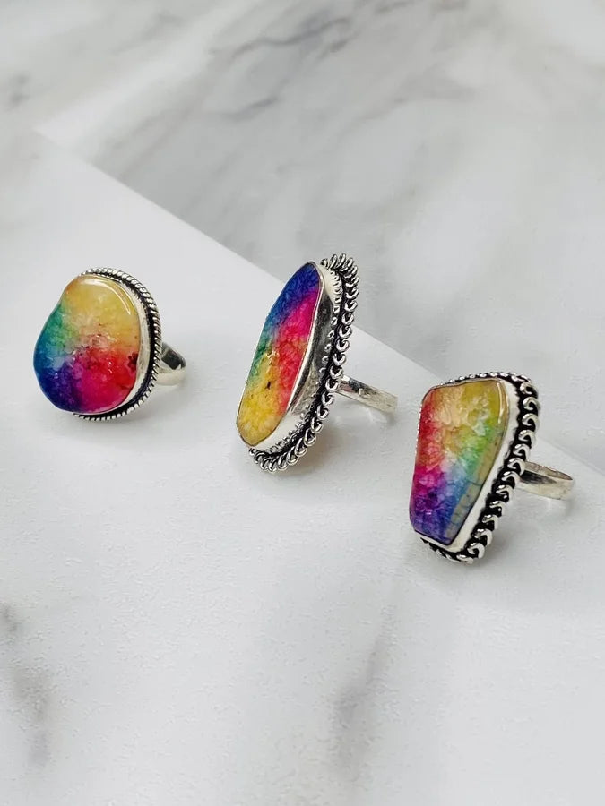 Rainbow Stone Rings